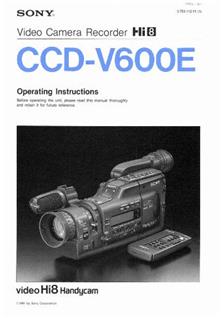 Sony CCD V 600 E manual. Camera Instructions.